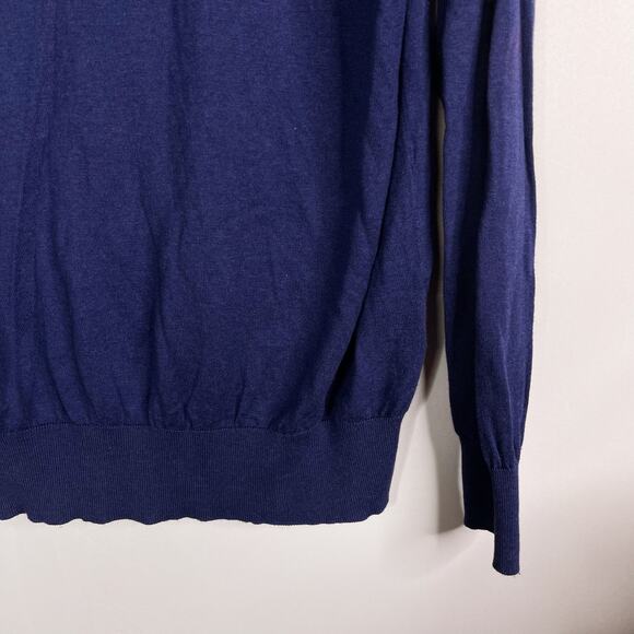 Peter Millar Mens M Navy Blue Crown Soft Cotton Silk 1/4 Zip Pullover Sweater - Picture 4 of 8